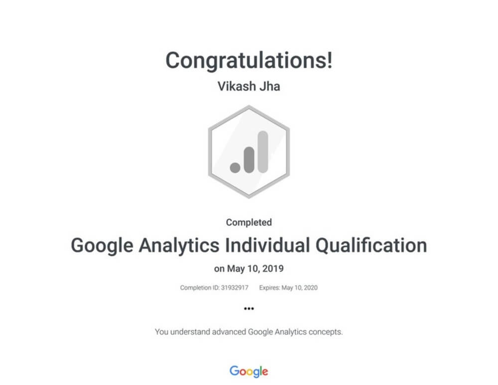 Skillshop – Google Analytics Individual