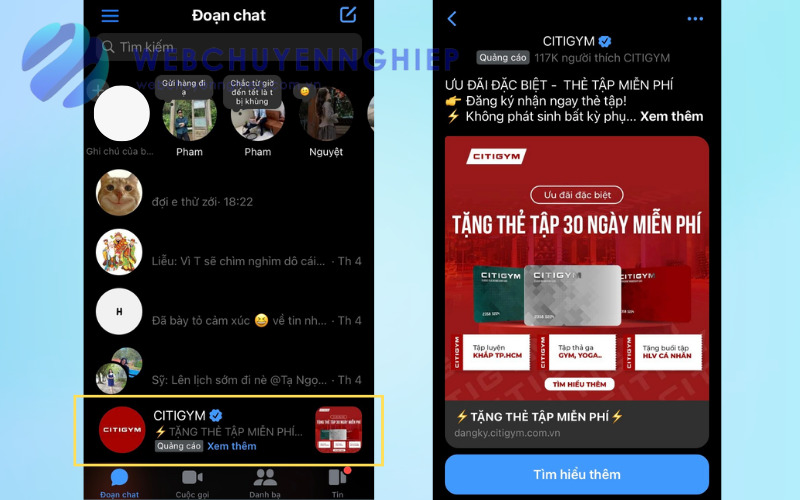 quảng cáo Messenger